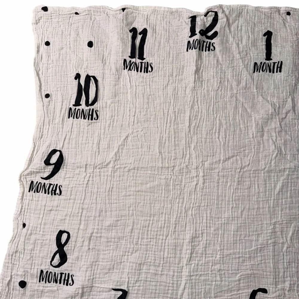 Baby Monthly Milestone Muslin Swaddle Blanket 1-12 Months Photo Prop